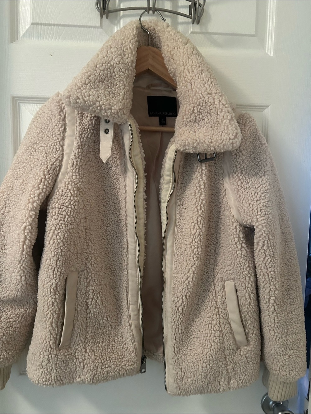 Banana Republic Soft Cream Teddy Sherpa Zip Jacket